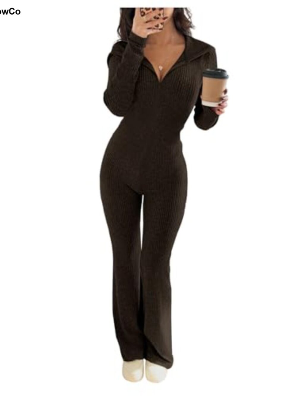 Zip Up Hooded Jumpsuit Ribbed Long Sleeve Workout Yoga Unitard Pants Romper